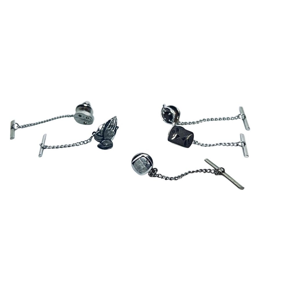 Vintage Detailed Tie Tacks Set Of 5 Unique Designs (6049)